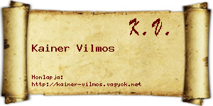 Kainer Vilmos névjegykártya
